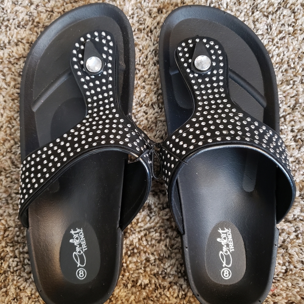 Comfort Trendz black studded sandals